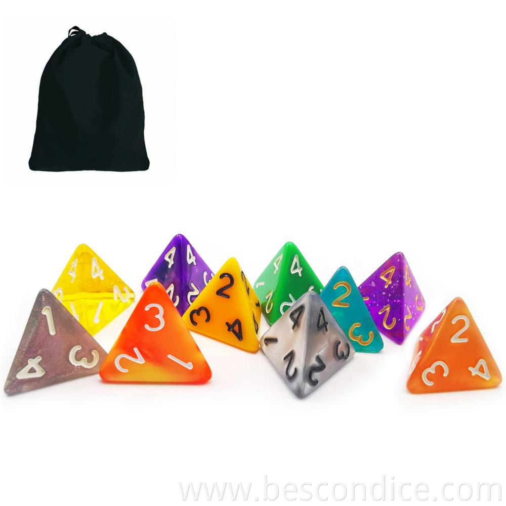 10pcs Multi Colored Pack Of D4 Dice